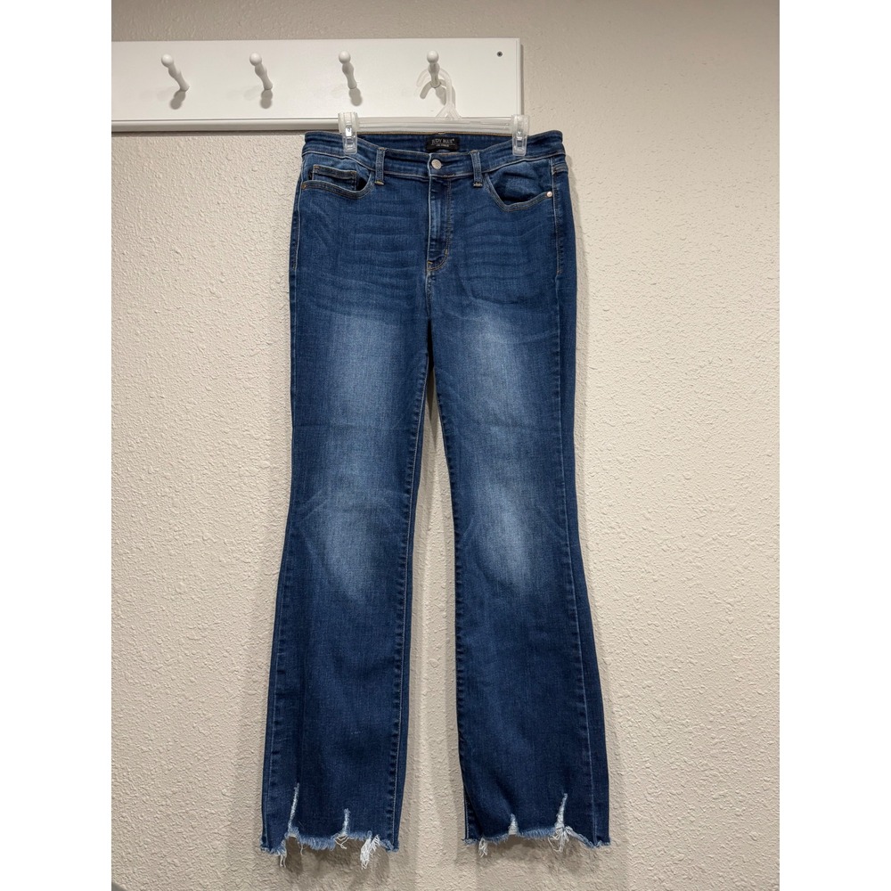 Judy Blue Daisy Raw Hem Bootcut Jeans Sz 31 Stretch Western Y2K Coastal Cowgirl - Picture 4 of 11